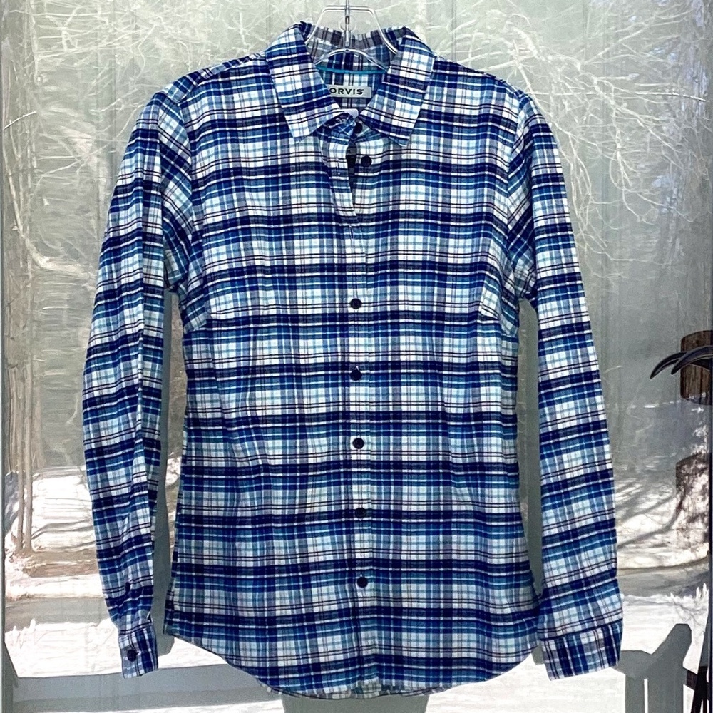 NWT! ORVIS women’s blue plaid flannel shirt, women’s S (6-8)
